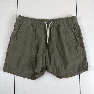 OAS Green Cotton Linen Blend Elastic Waist Shorts Mens Sz M